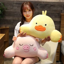 Bonito kawaii macio pato & porco & mouse & coala de pelúcia apoio lombar dos desenhos animados animal raposa & elefante recheado boneca sofá cadeira travesseiro presente do miúdo(China)