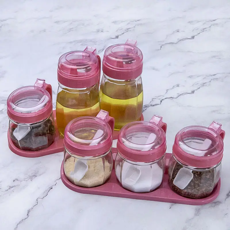 Kitchen Glass Seasoning Box Oil Pot Jar Bottle Soy Sauce Vinegar Salt Shaker Sugar Spice | Дом и сад