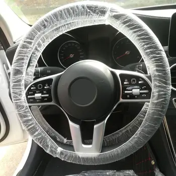 100 Pcs Universale Dell'automobile Del Veicolo di Plastica Usa E Getta del Volante Della Copertura Della Protezione Impermeabile Per Auto Accessori Interni
