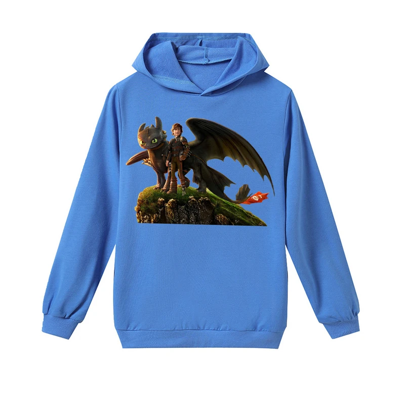 

How to train your dragon spring and autumn children cartoon Minecraft cotton long-sleeved hooded T-shirt boys and girls clothing