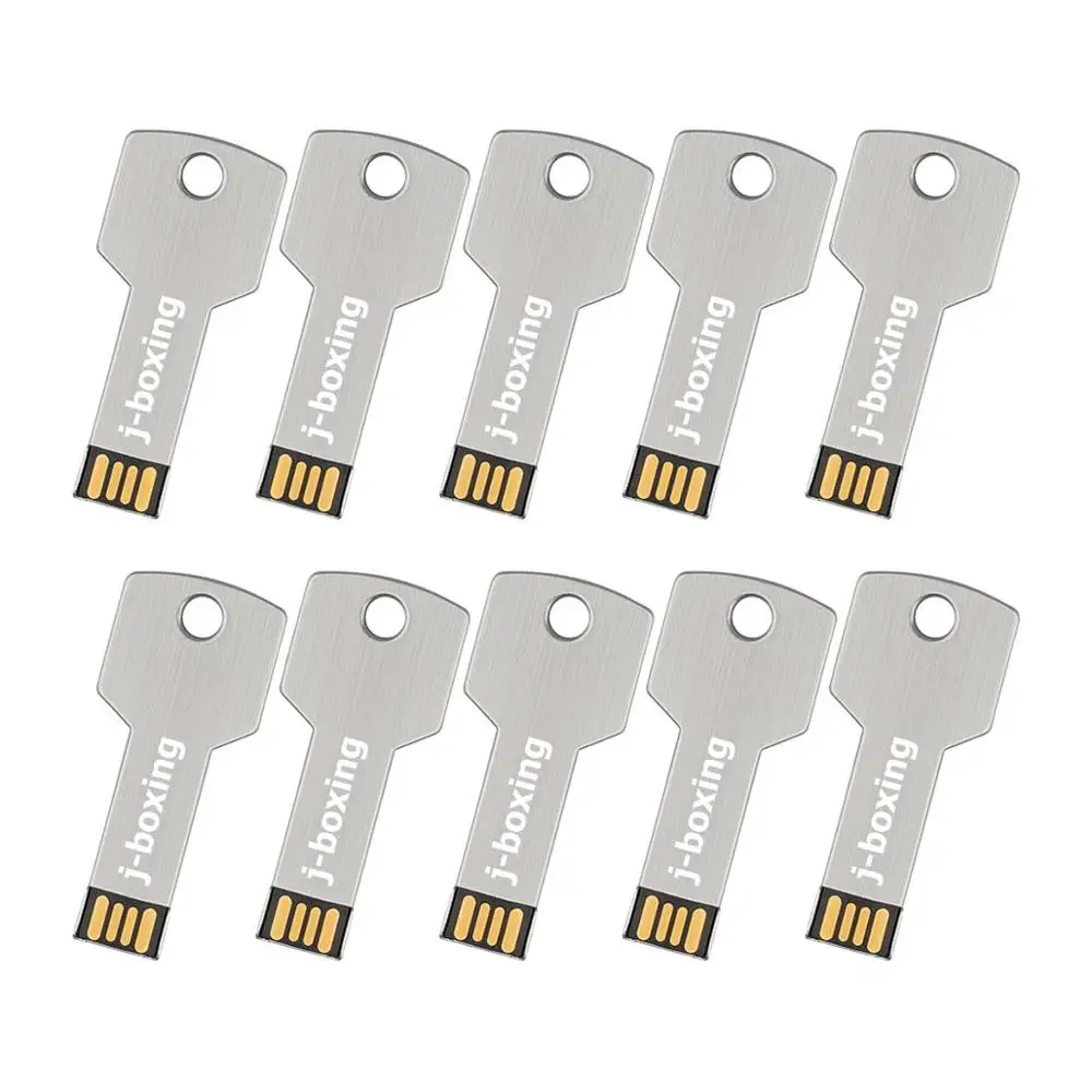 J-бокс, серебристый, 10 шт., USB флеш-накопитель, форма ключа, флешки, 1 г, 2 г, 4 г, флешка для большого пальца, USB флешка для ПК, планшета, Mac, 8 г, 16 г, 32 г