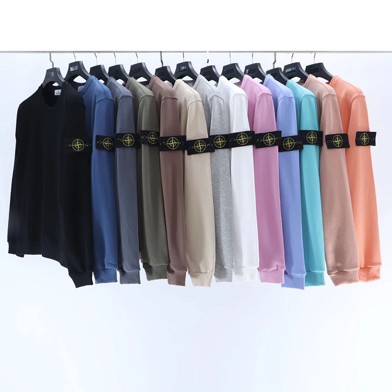 

Autumn stitching basic round neck sweatshirt men badge embroidery hip-hop style oversized pullover men and women casual pullover