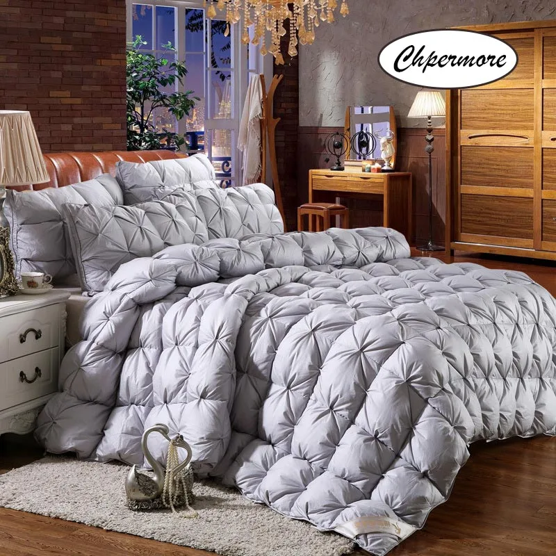 Chpermore 100% Cotton Lining Twist flower Down Quilt Duvets 100 % White Goose/Duck Down Comforters King Queen Twin Full Size bed comforter
