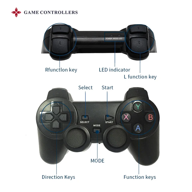 2.4G Wireless Gamepad For PSP / PC / TV Box /Android Phone Game Controller Joystick  For Super Console X Pro RK2020 3