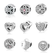 Fits Original Pandora Charm Bracelet 925 Sterling Silver Charms Beads Valentine's Day Gift Hollow Petals Of Love DIY Berloque