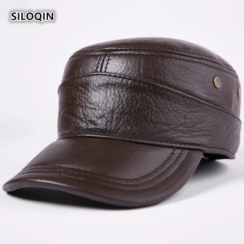 Регулируемая шапка SILOQIN из натуральной кожи зимние мужские Новые шапки первого