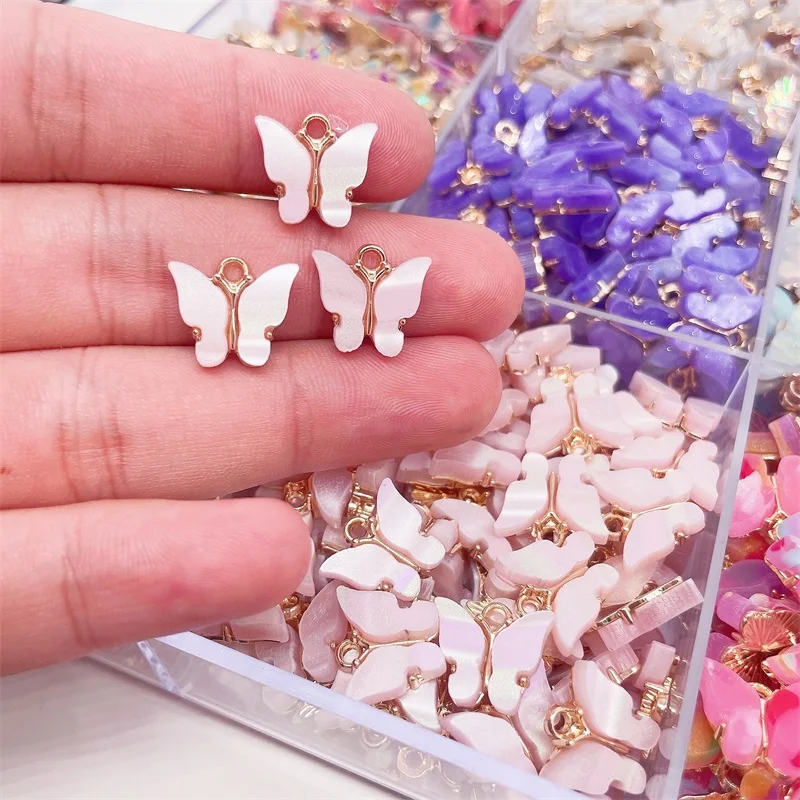 10pcs 14*14mm mehrfarbige Acryl Schmetterling Anhänger niedlichen Tier Charme DIY Schmetterling Ohrring Schmuck Herstellung Lieferungen Großhandel – Detail 10