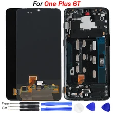 AMOLED Original for Oneplus 6T LCD Display Screen Touch Panel Assembly for One plus 6T Screen Display Digitizer Display frame