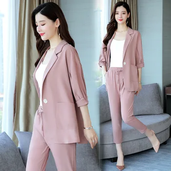 

Women's Suit 2019 Summer New Fashion Professional Suit Loose Comfortable Apricot Suit Pantsuits