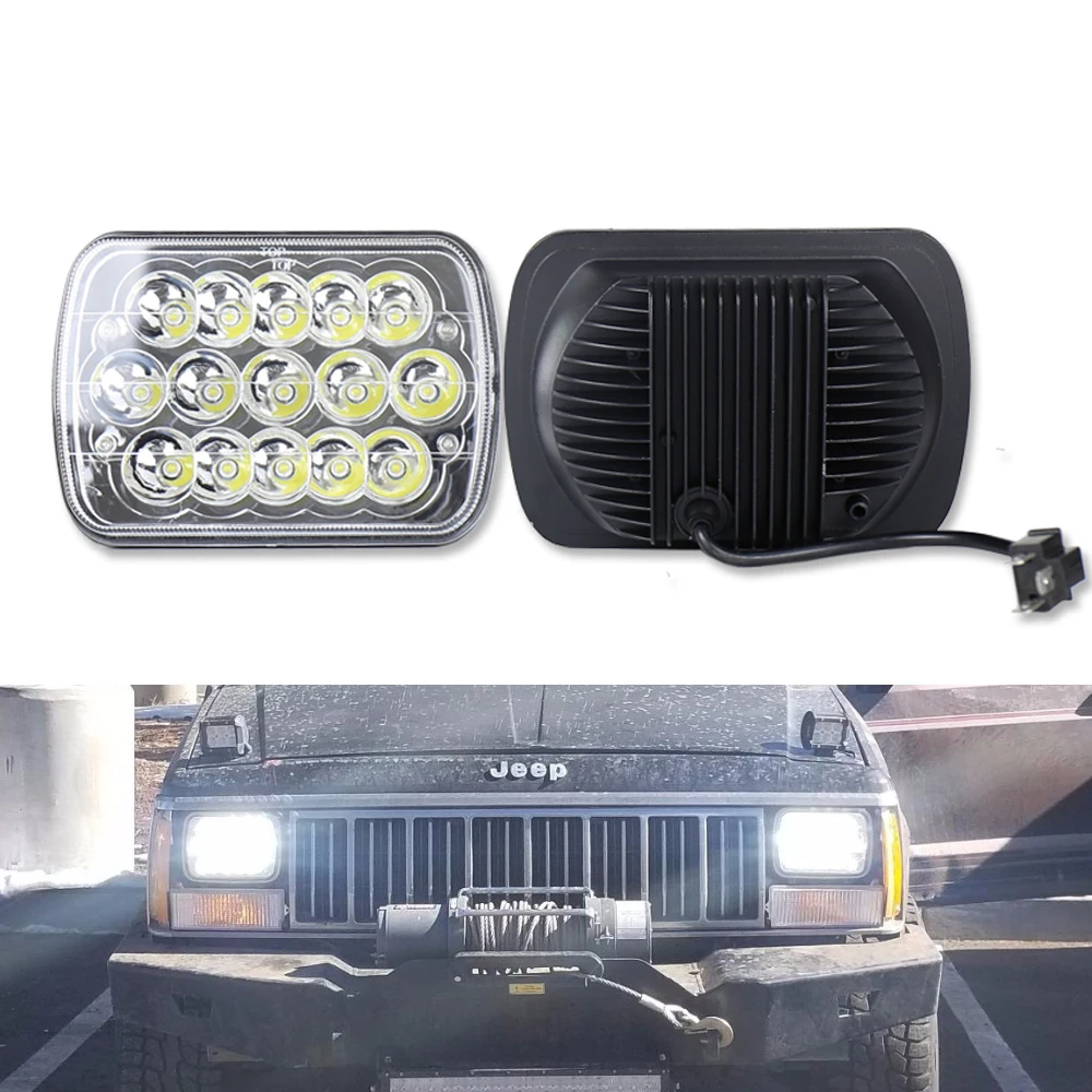 

DOT approved 5" x 7" 6x7inch Rectangular LED Headlights for Jeep Wrangler YJ Cherokee XJ Trucks 4X4 Offroad Headlamp