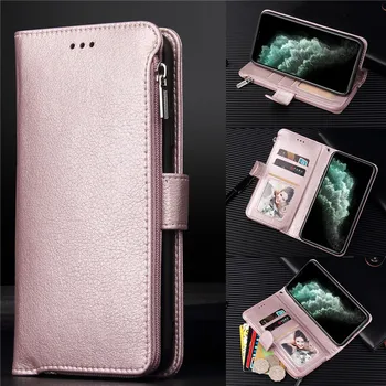 

Flip Leather Case for iPhone SE 2020 8 7 6 6S Plus 5 5S Zipper Wallet Cards Case for iPhone 11 Pro Max XS XR X Phone Cover Coque
