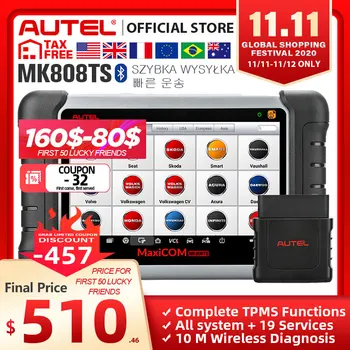 

Autel MaxiCOM MK808TS OBD2 Bluetooth Scanner Automotivo Car Diagnostic Scan Tool OBD 2 Programing TPMS Sensor PK MK808 MP808TS