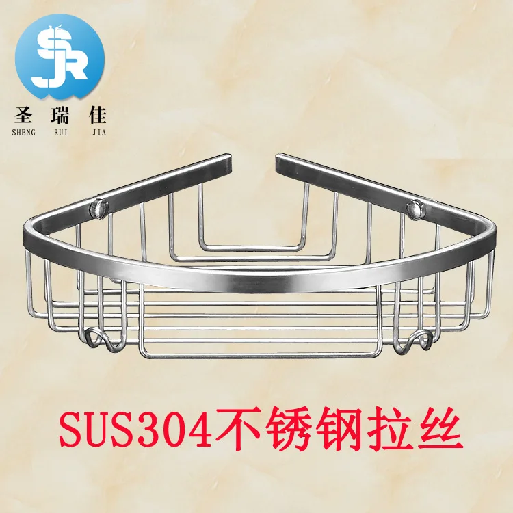 

Shengruijia Bathroom SUS304 Stainless Steel Brushed Triangular Mesh Basket Storage Shelf Single Layer Dai Gou Corner Storage Rac