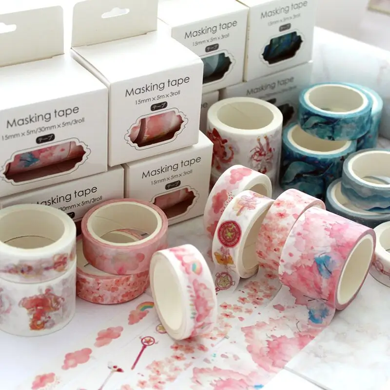 

3 pcs/pack ocean Cherry blossoms Starry sky Washi Tape set Adhesive Tape Bullet Journal Japanese Masking tape DIY decoration