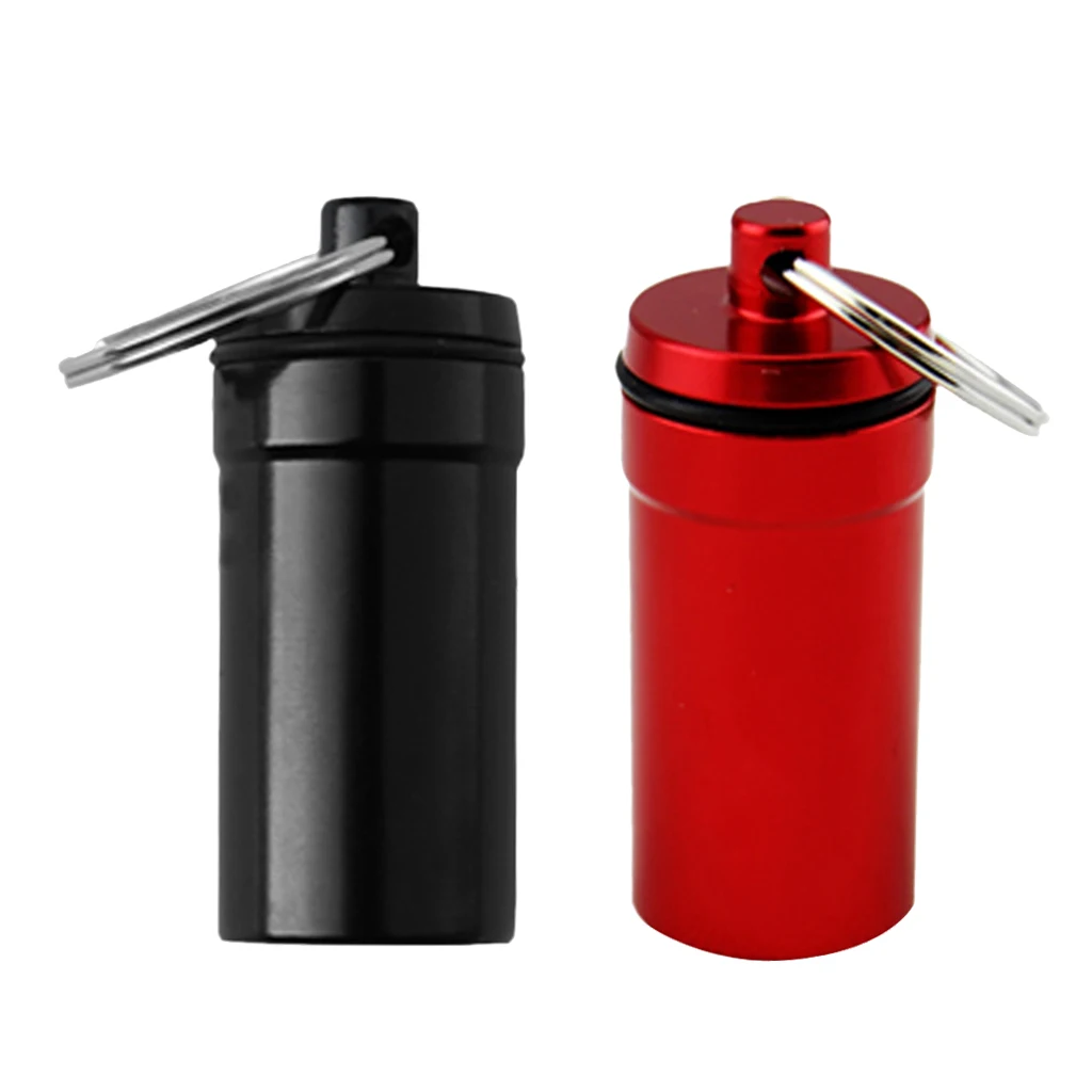 2pcs Small Pill Jar Box Medicine Case Holder Container Organizer Keychain
