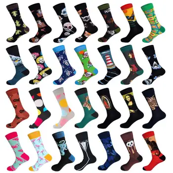 

LIONZONE Combed Cotton Fashion Hip Hop Men Socks Trend Harajuku Clown Chicken Skateboard Happy Socks Funny Sokken