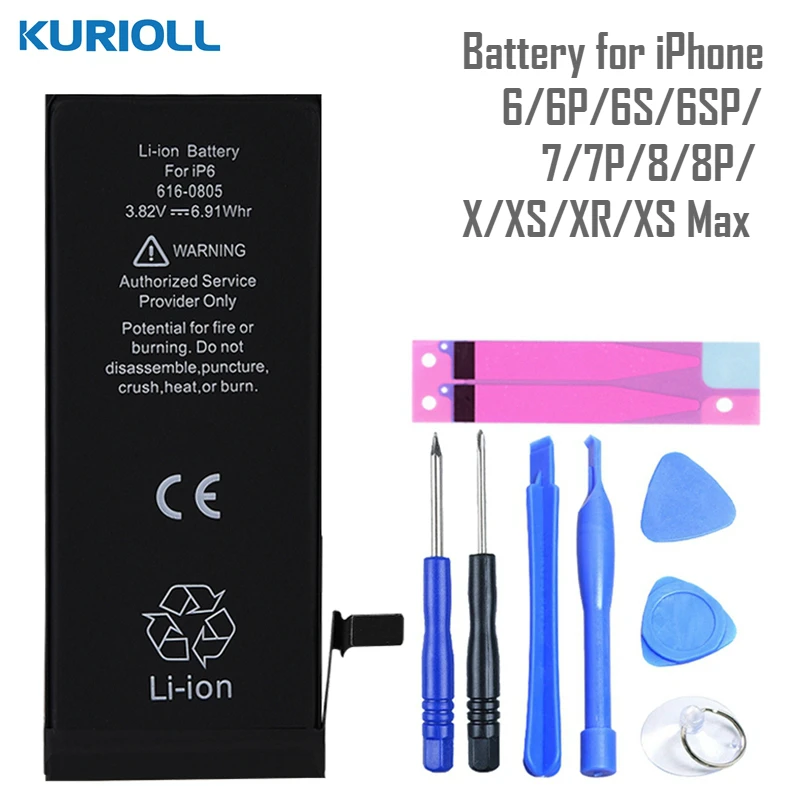 Kurioll Оригинальный аккумулятор для телефона iPhone 6 6G S 7 G 8 Plus Batarya замена реальная