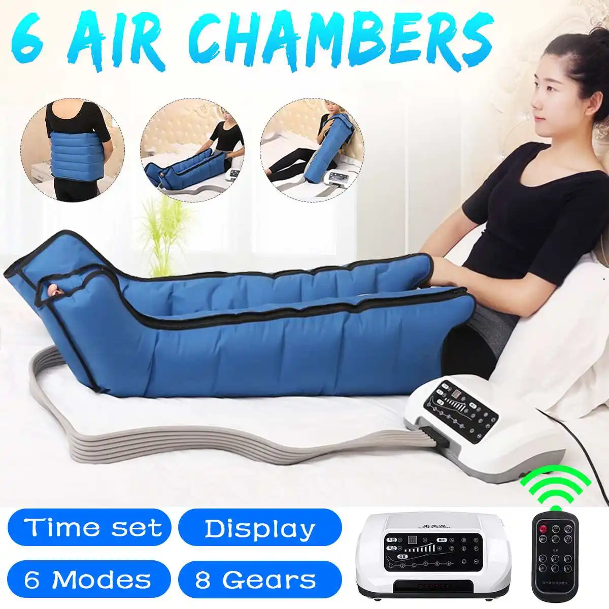 ANEMORE 6 Air Chambers Leg Compression Massager Wireless Vibration Infrared Therapy Arm Waist Pneumatic Air Wraps Relax Pain