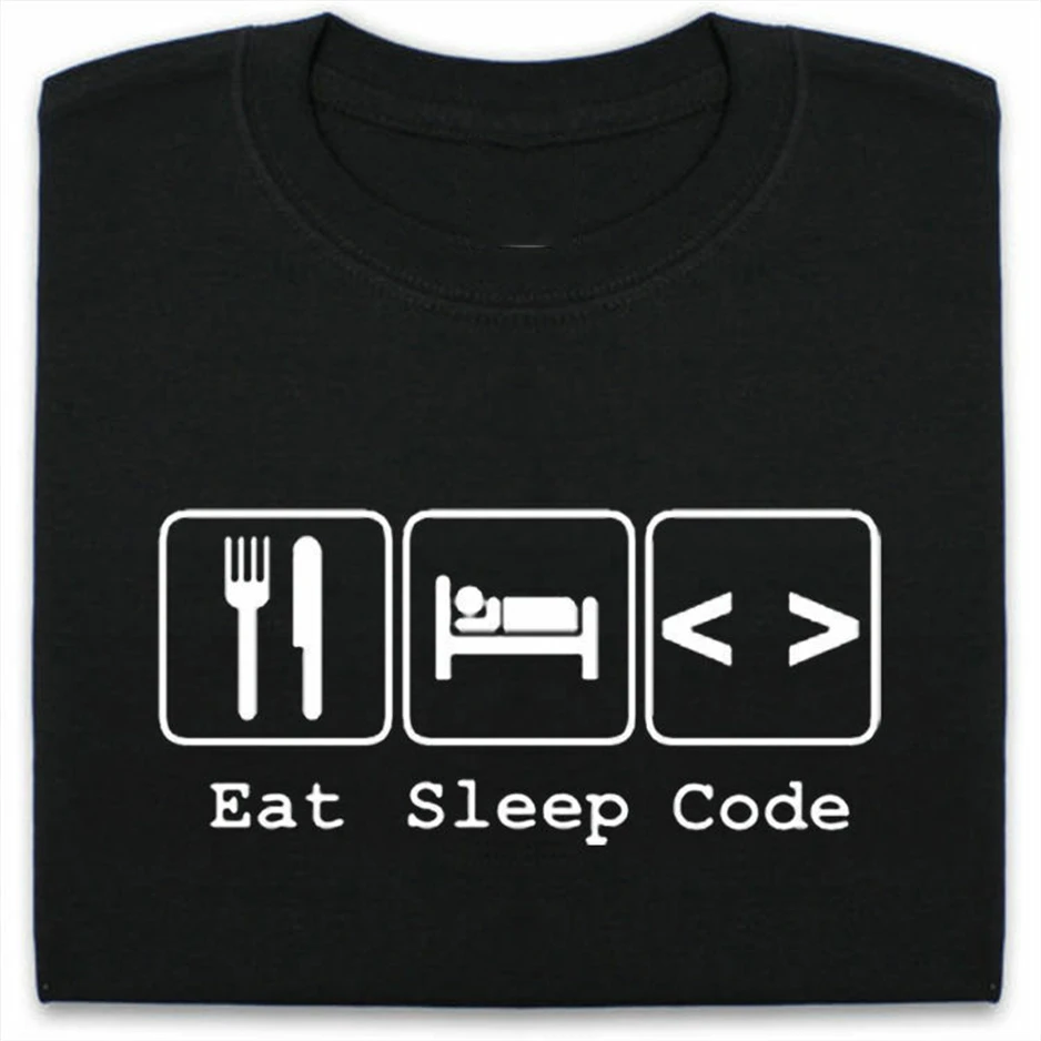 Eat Sleep Code T-Shirt Mens Womens Funny Gift Present Programmer Coder Html Plus Size Clothing Tee Shirt | Мужская одежда