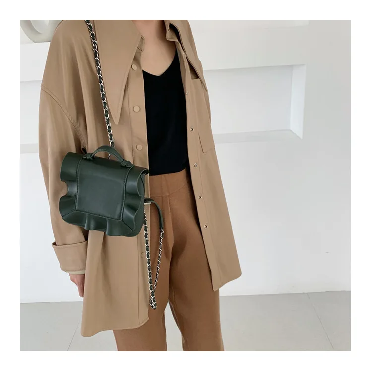 Женский рюкзак с модной цепочкой Маленький милый мини рюкзак черный зеленый коричневый Новая мода