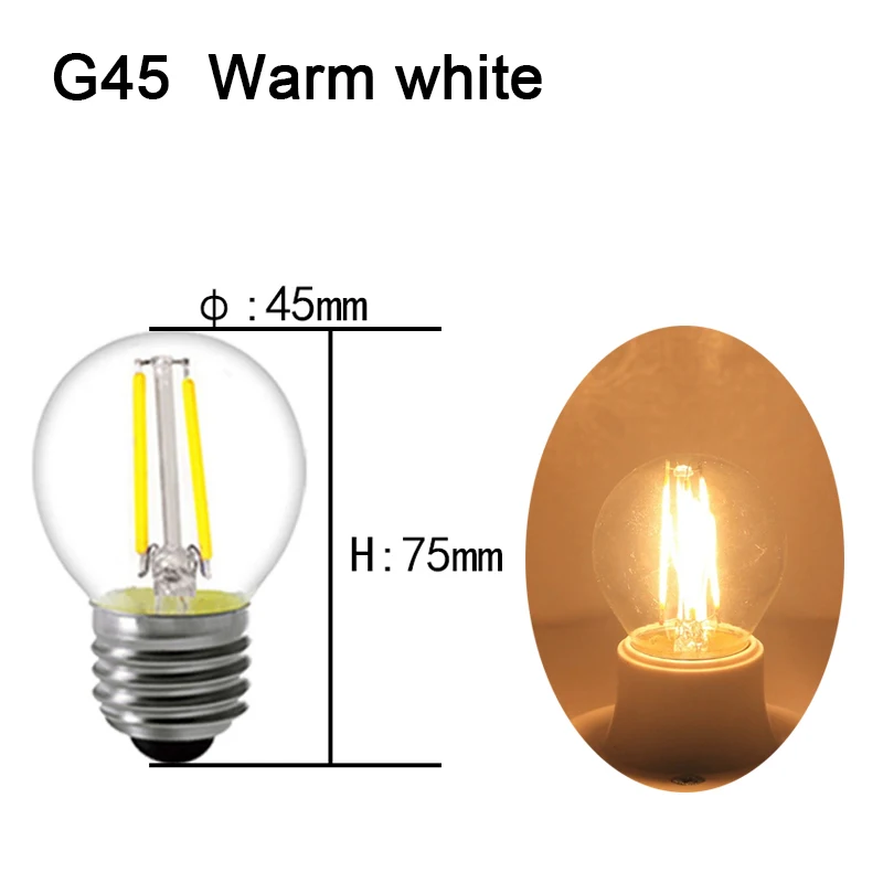 E12/E26/E14/E27 Светодиодный светильник 4 Вт 6 Вт C35 Свеча лампа пламени 110 В 220 В лампа теплый белый G45 винтажная лампочка-свеча - Испускаемый цвет: G45 Clear 1