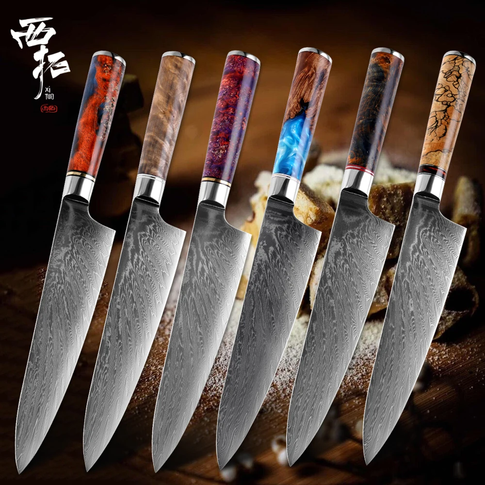 Xituo Damascus Steel Vg10 Chef Knife Cleaver Sushi Knife Utility Gyuto Highgrade Resin Color