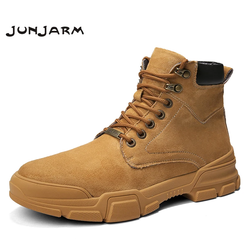 

JUNJARM 2019 Men Boots Outdoor Tooling Soft Cushioning Microfiber Leather Quality Tactical Men Ankle Botas Army Men Botas