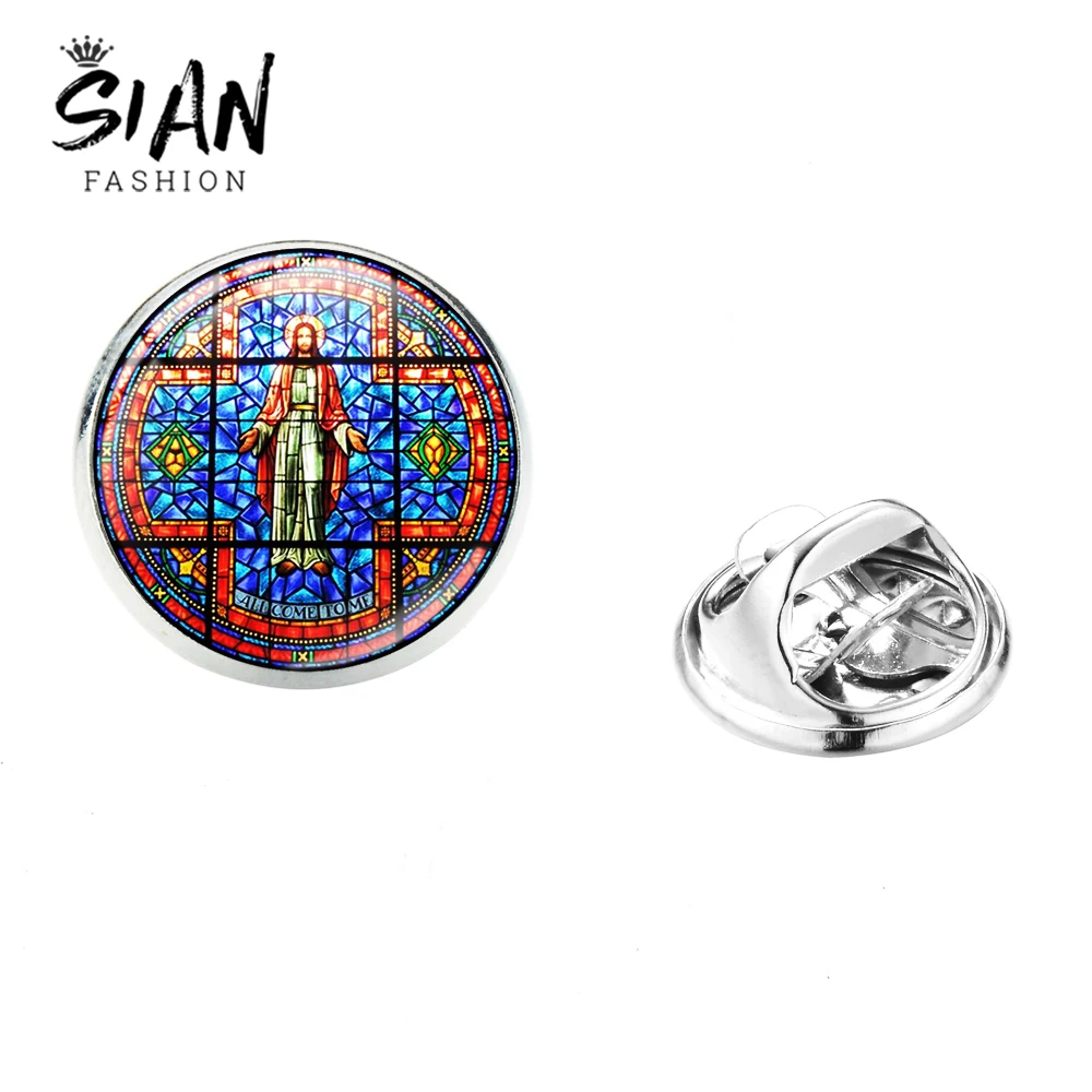 SIAN Notre Dame De Paris Cathedral Statue Brooch The Rose Window Art Pattern Glass Dress Jackets Pin High Quality Stainless Pins | Украшения