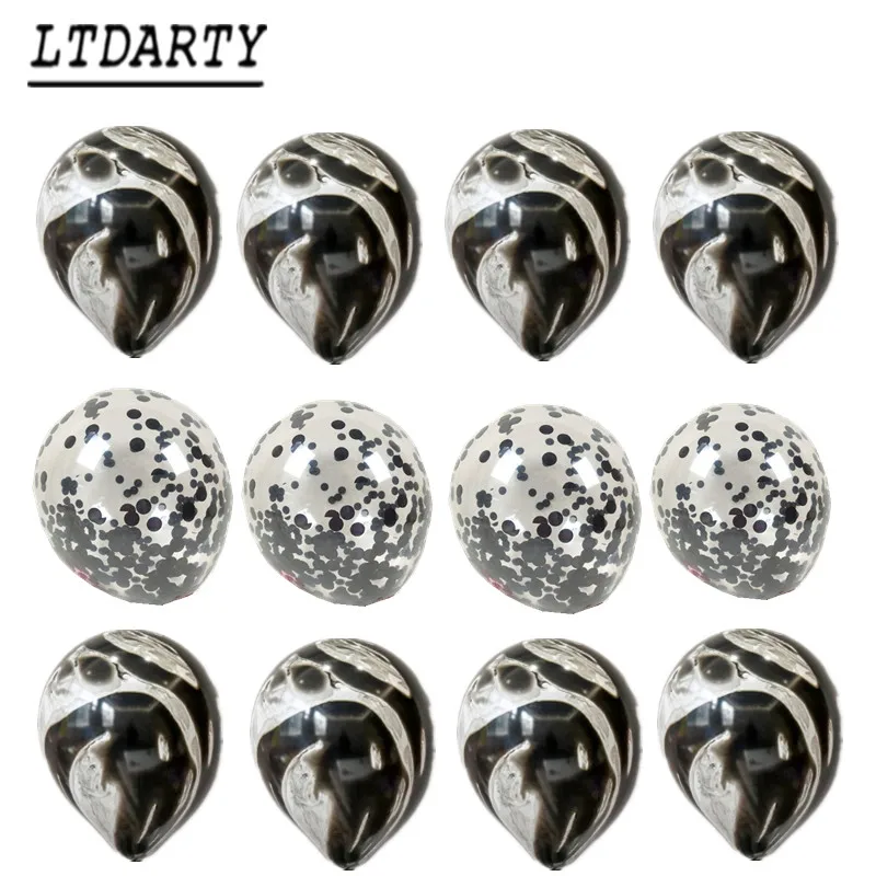12pcs black pink white blue marble agate confetti latex balloon for wedding birthday party photography props supplies | Дом и сад