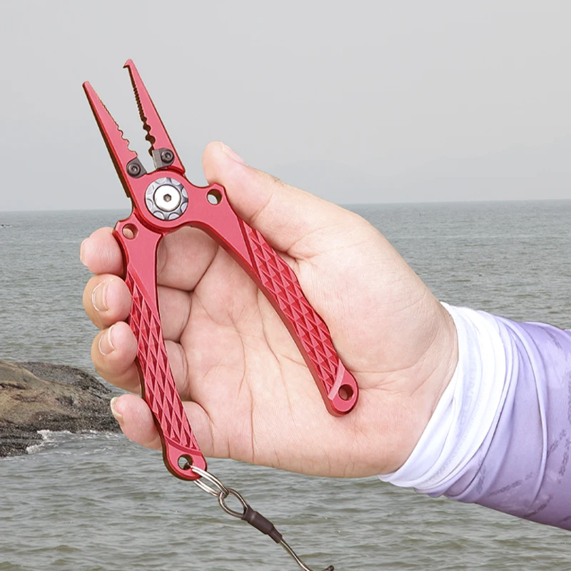 TUNALA Aluminium Fishing Pliers with Sheath Hook Remover Braid Line Cutter  Split Ring Saltwater Scissors Fishing Tackle Tools