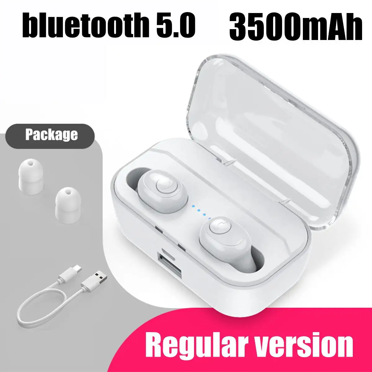 Regular White TWS bluetooth 5,0 6D наушники Qi Беспроводная зарядка для телефона 7-11 Pro huawei Xiaomi с IPX7 водонепроницаемый внешний аккумулятор - Цвет: Regular White