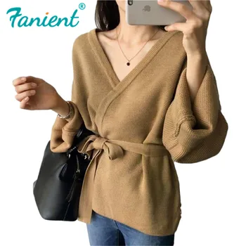 

Women Cardigan Tie Belt Cozy Knit Cardigan Ladies Knitwear Autumn Winter Cardigans Sweater Women's Pull Femme Nouveaute 2019
