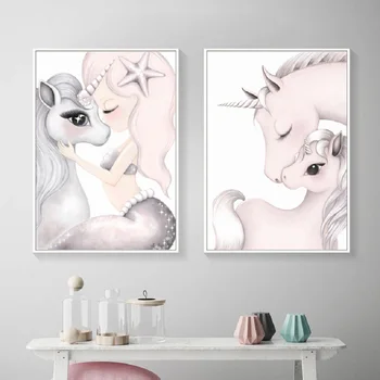 

Pink Unicorn Canvas Painting Girl Style Nursery Decor DIY Wall Art Posters and Prints Picture Gift Baby Room Interior Home Decor