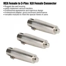 3 шт. RCA Женский до 3-контактный XLR гнездовой разъем аудио разъем адаптер преобразования цинковый сплав
