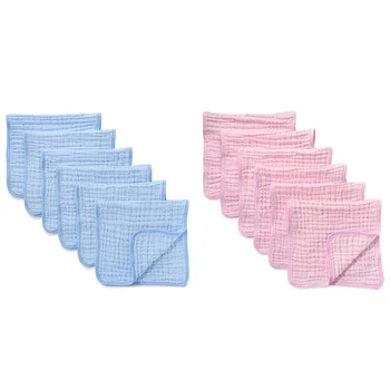 

6 Pack Muslin Burp Cloths Small Infant Cotton Washcloths 6 Layers