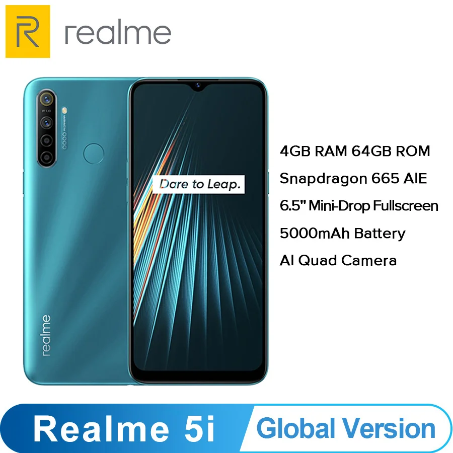 Смартфон OPPO Realme 5i (RMX2030) 4+64 ГБ Snapdragon 665 AIE 12 МП 6 5 дюйма 1600x720 5000 мАч 4G глобальная
