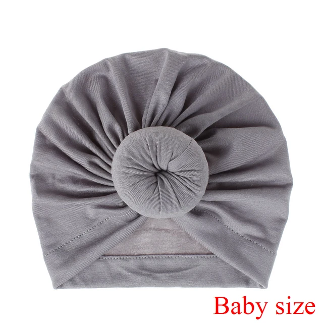 Fashion Mommy and Baby Cotton Round Ball Flower Hat Women Caps Girls Newborn Turban Knot Kids Adult Headwear Hair Accessories 7baby size