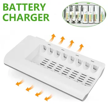 

8-slot Intelligent rechargeable battery charger for AA AAA nickel-metal hydride and nickel-chromium batteries