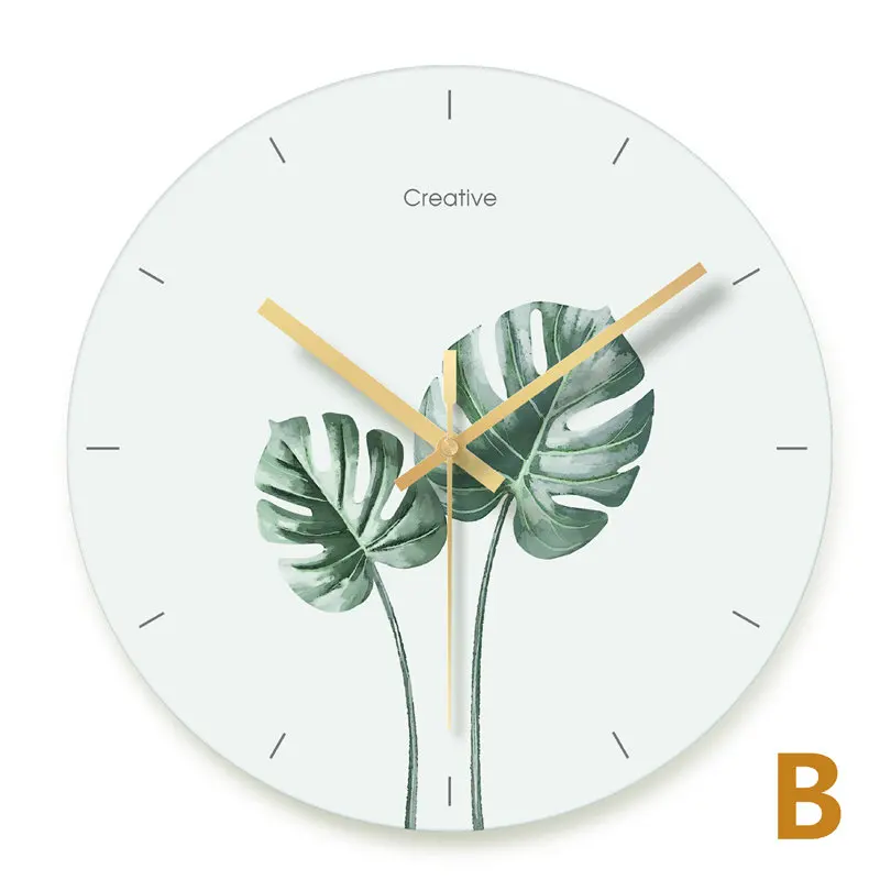 Wall Clock Nordic Household Mute Living Room Bedroom Minimalist Modern Decorative Wall Watch 14 Inch Quartz Round Clocks - Цвет: 3016