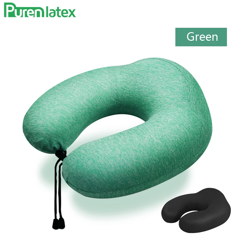 Green PurenLatex Шейная подушка для путешествия пены памяти Шейная мягкая Ортопедическая подушка Travesseiro Almohada Kussen Cuscini Pilow Poduszka - Цвет: Green