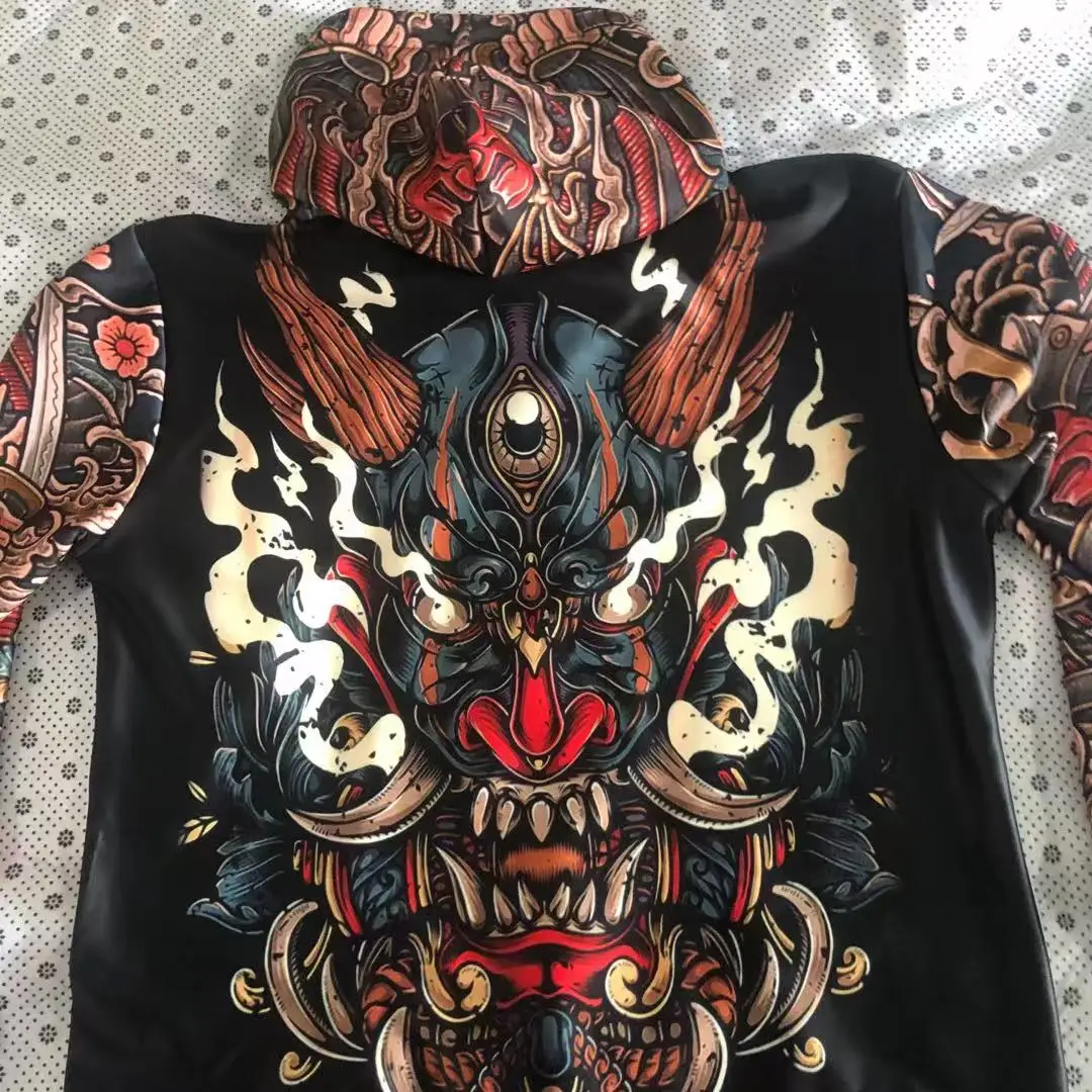 Tessffel Japan Samurai Tattoo 3D Printed New Men's Sweatshirt Harajuku Zipper Hoodie Casual Unisex Jacket Pullover Style-2 6