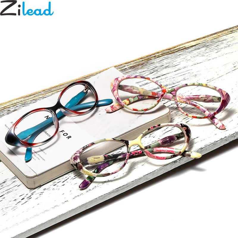 

Zilead Lady's Cat Eyes Floral Reading Glasses Resin Clear Lens Prebyopia Spectacles Hyperopia Eyeglasses Eyewear Unisex