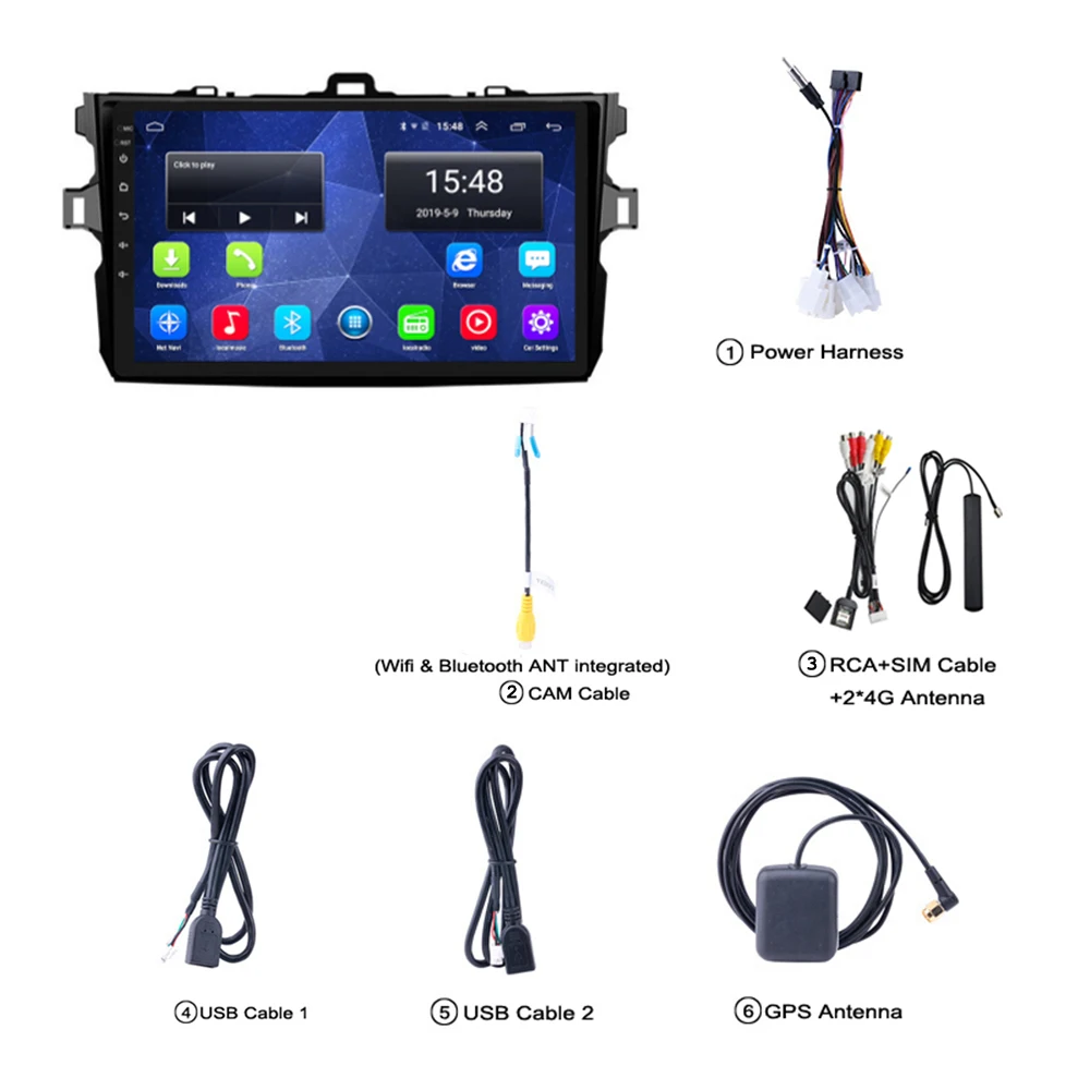  For Toyota Corolla 2007-2013 Car DVD player 4G Auto Radio Android 8.0 GPS Navigation Support Blueto