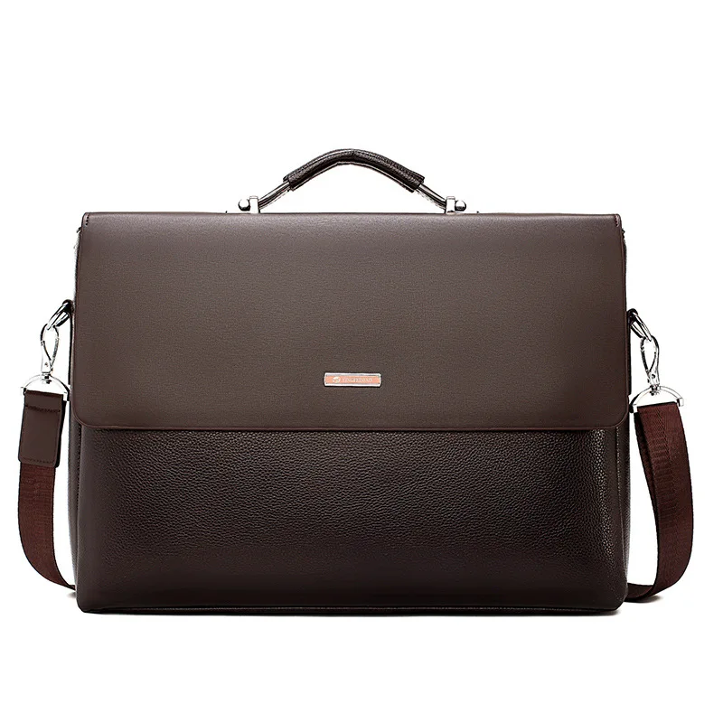 Fashion Business Men Briefcase Leather Laptop Handbag Tote Casual Man Bag For male Shoulder Bag Male Office Messenger Bags - Цвет: Коричневый