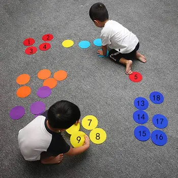 

24Pcs 4" Round Carpet Spot Sit Stitch Markers Numbers 1~24 for Teacher Classroom Teaching Tools