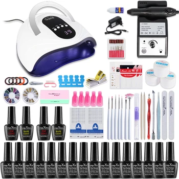 

Nail Set for Nail Kit with 120~24W LED Nail lamp of 20000RPM Electric Nail drill Nail Gel Polish Kit Nail Art Tools Manicure Set