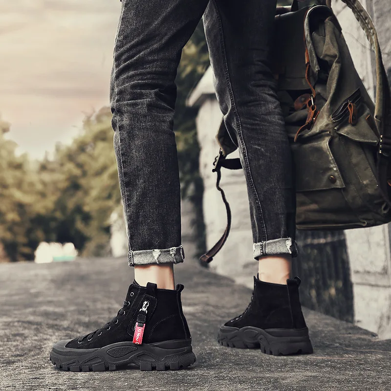 

Autumn Korean-style Trend Worker Boot Desert Martin Boots Men Casual Winter British Style Hight-top Leather Boot