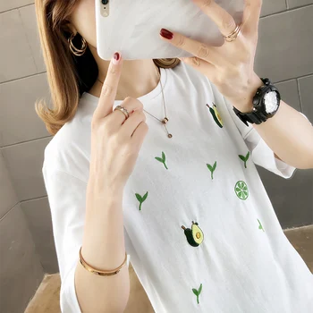 

Pure Cotton Short Sleeve 2020 New Style Loose-Fit Versatile Online Celebrity Slimming Avocado Green T-shirt Women's INS Fashion