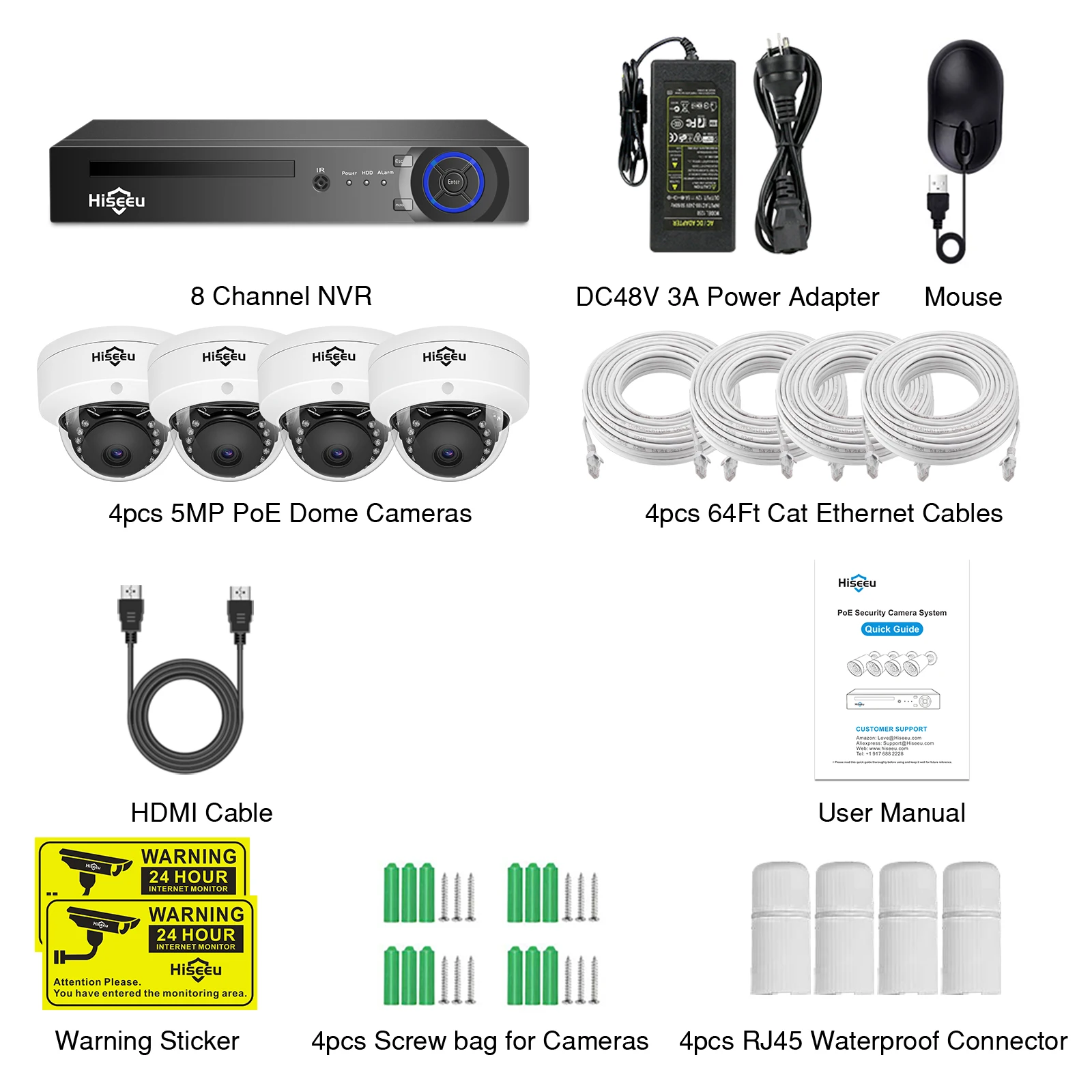 مجموعة نظام كاميرا IP Hiseeu-dom ، مجموعة مراقبة ب...