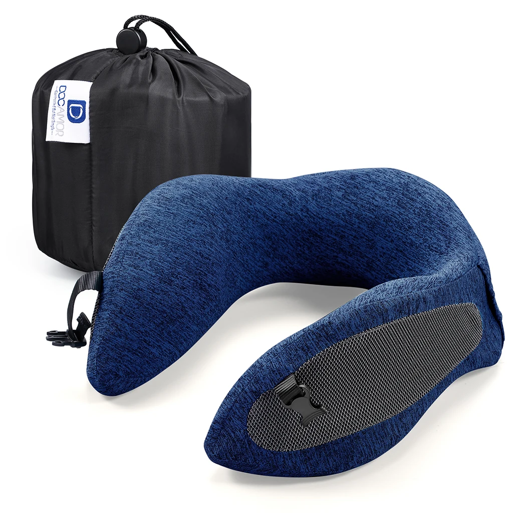 Подушка для шеи с эффектом памяти, u-образная поддержка шеи, подголовник, регулируемый размер шеи для самолета поезда, автомобиля, автобуса, офиса, с чехлом